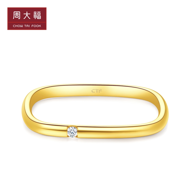 chow tai fook/周大福17916系列22k金钻石小方戒戒指钻戒ce63534