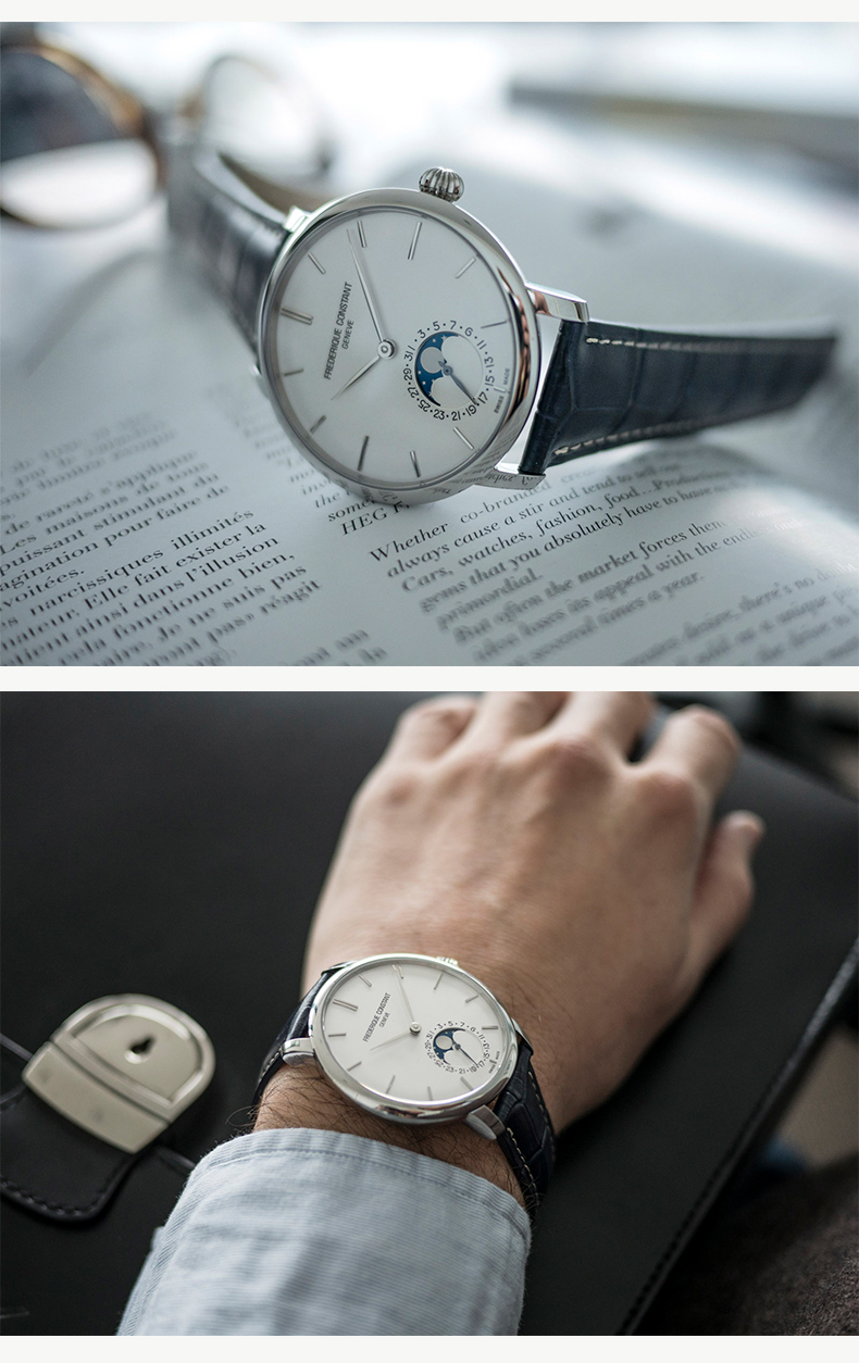 Frederique Constant/康斯登瑞士原装进口自家机芯商务时尚简约月相超薄自动机械背透男表FC-705V4S4