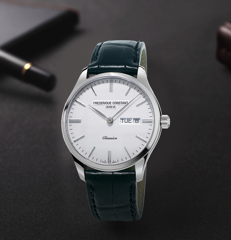 Frederique Constant/康斯登瑞士原装进口百年典雅系列日期石英皮带男士腕表FC-225ST5B5