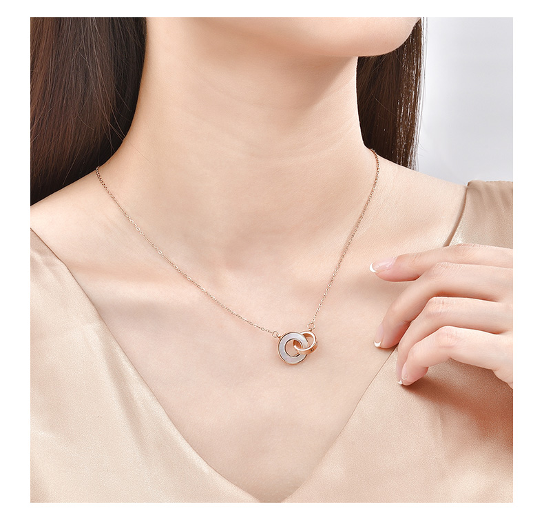 daisy fellowes/黛西法罗经典款罗马双环母贝双色钻石项链