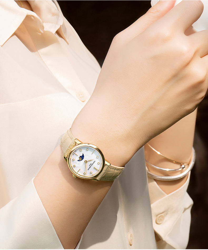 Frederique Constant/康斯登瑞士原装进口时尚休闲简约皮带石英钻石女表FC-206MPWD1S5