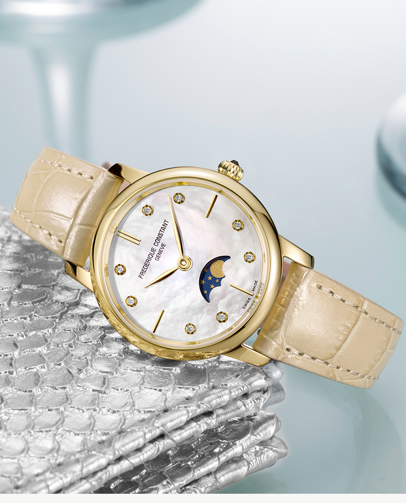 Frederique Constant/康斯登瑞士原装进口时尚休闲简约皮带石英钻石女表FC-206MPWD1S5