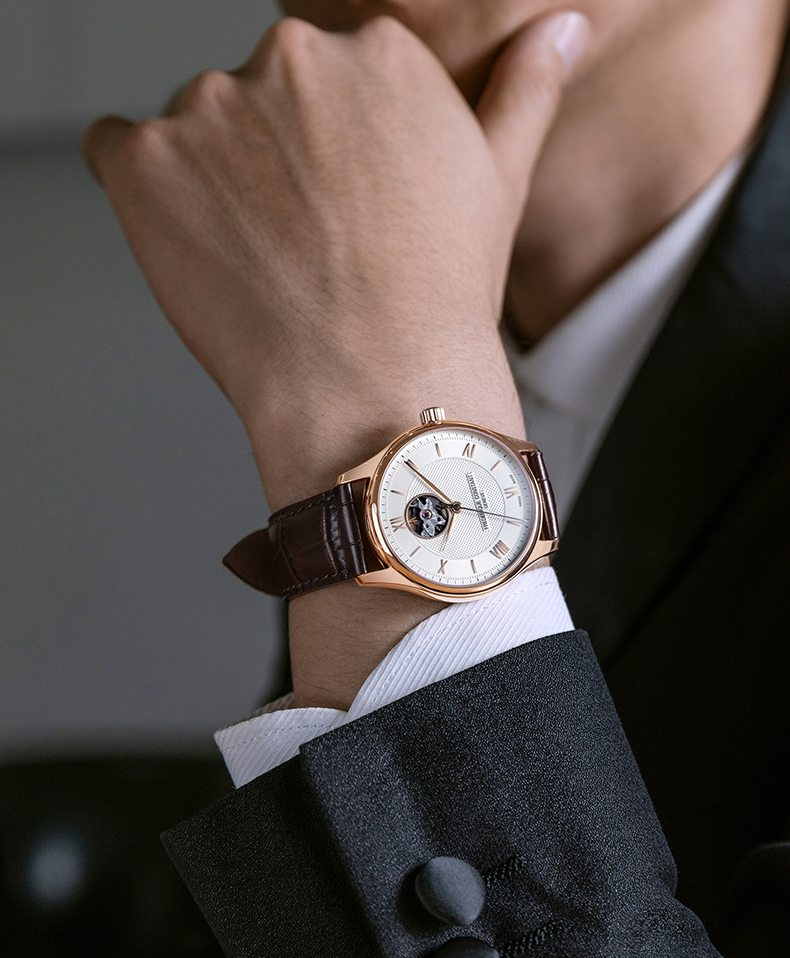 Frederique Constant/康斯登瑞士日内瓦原装进口心跳窗口牛皮表带背透自动机械男表FC-310MV5B4