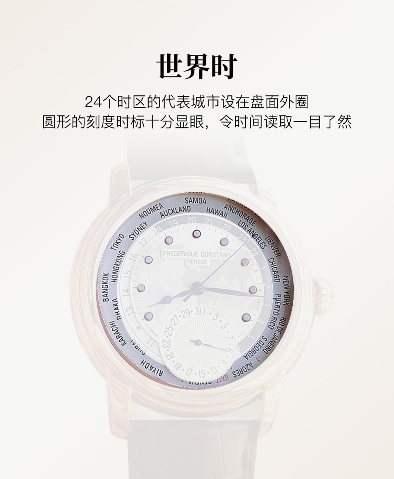 Frederique Constant/康斯登自家机芯系列世界时间背透自动机械男表FC-718DGWM4H4