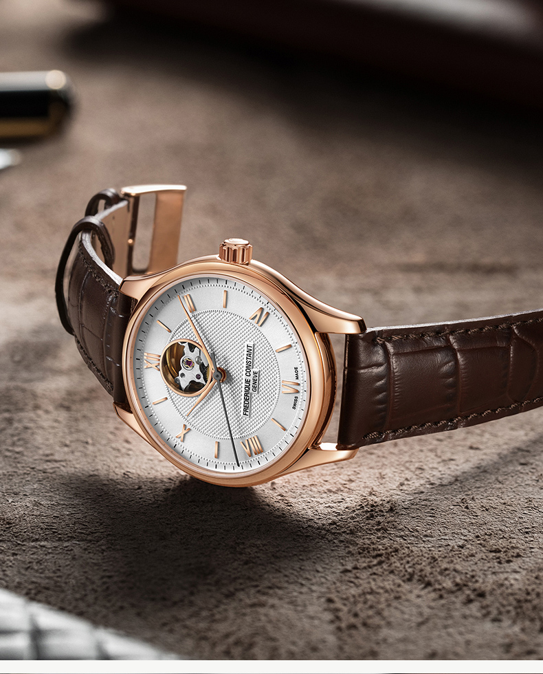 Frederique Constant/康斯登瑞士日内瓦原装进口心跳窗口牛皮表带背透自动机械男表FC-310MV5B4