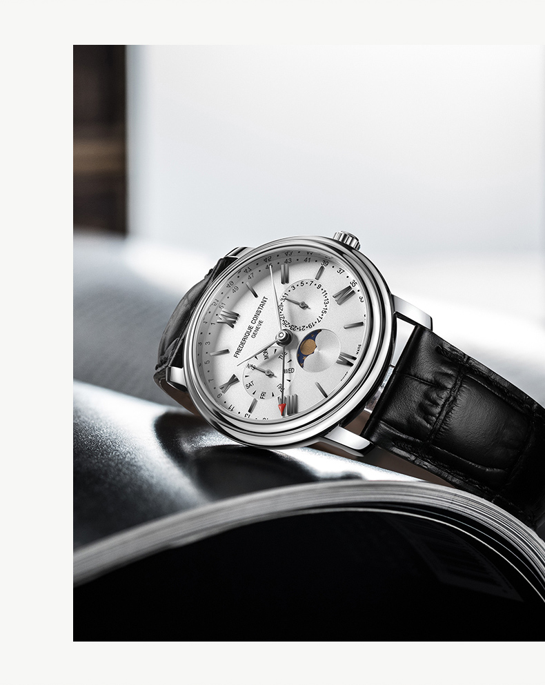 Frederique Constant/康斯登瑞士原装进口时尚休闲个性复古月相石英男士手表FC-270EM4P5