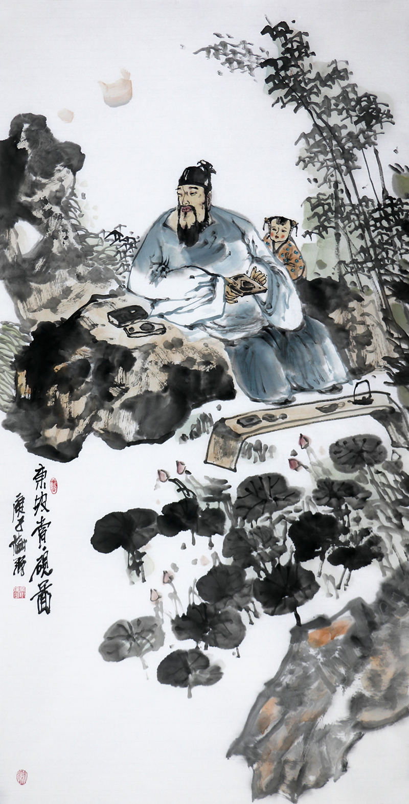 com 作品名称:文人画《东坡赏砚图》 作品尺寸:68x136cm 作品