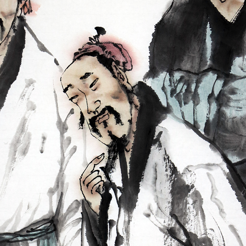 特价/国画创作高研班导师/中美协会员吴树强国画《三人行必有我师》68