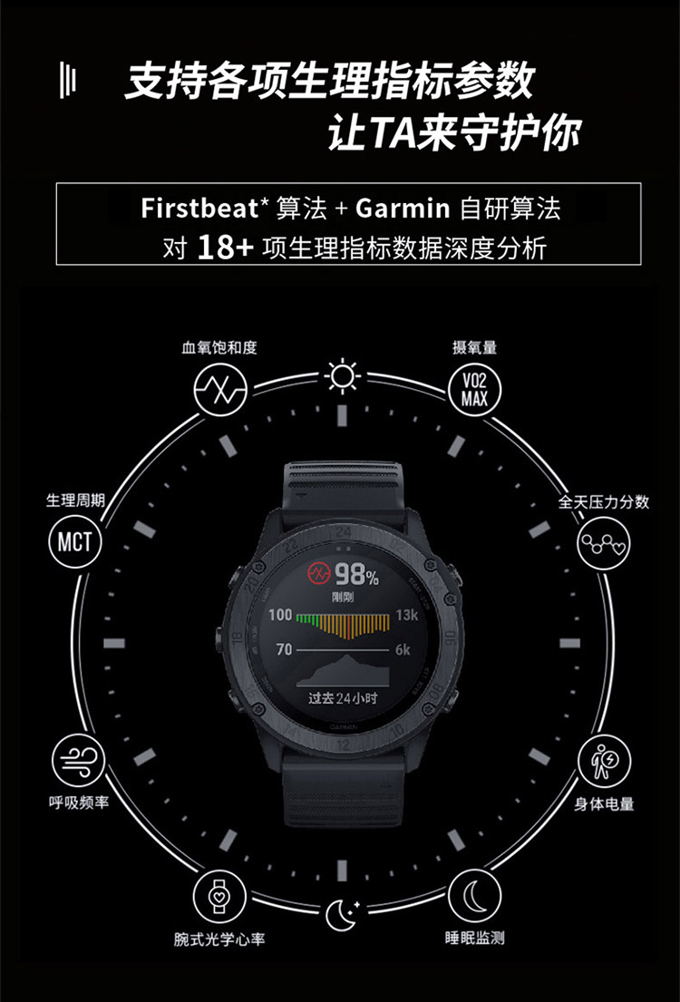 GARMIN/佳明Tactix Delta泰铁时蓝宝石镜面户外探险越野血氧运动手表三星定位隐蔽模式多功能战术腕表