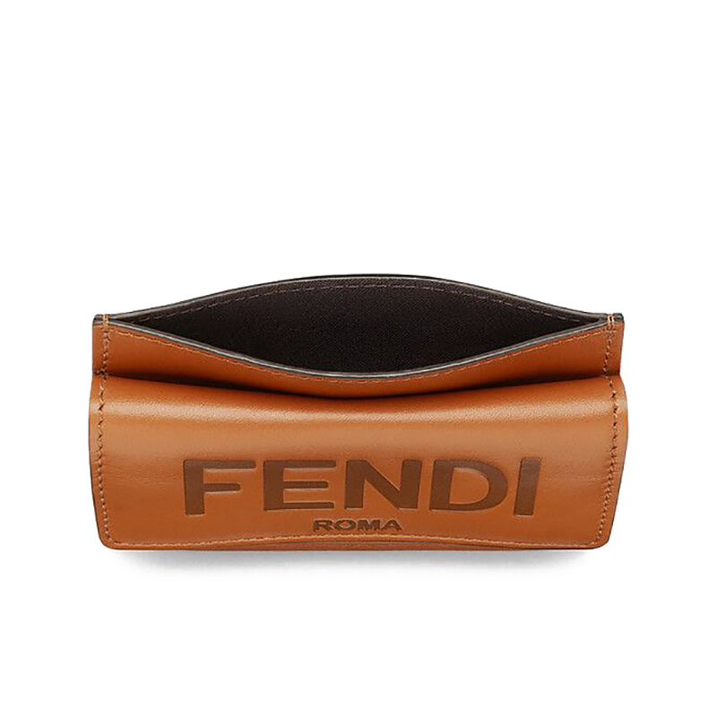 【包税】fendi/芬迪 2021春夏新款 女士棕色小牛皮印刷fendi roma字体
