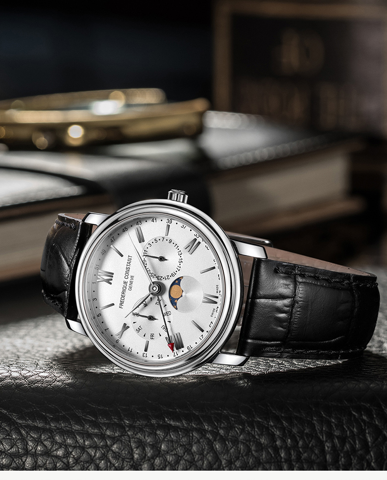 Frederique Constant/康斯登瑞士原装进口百年典雅系列日历月相石英男士腕表FC-270SW4P6