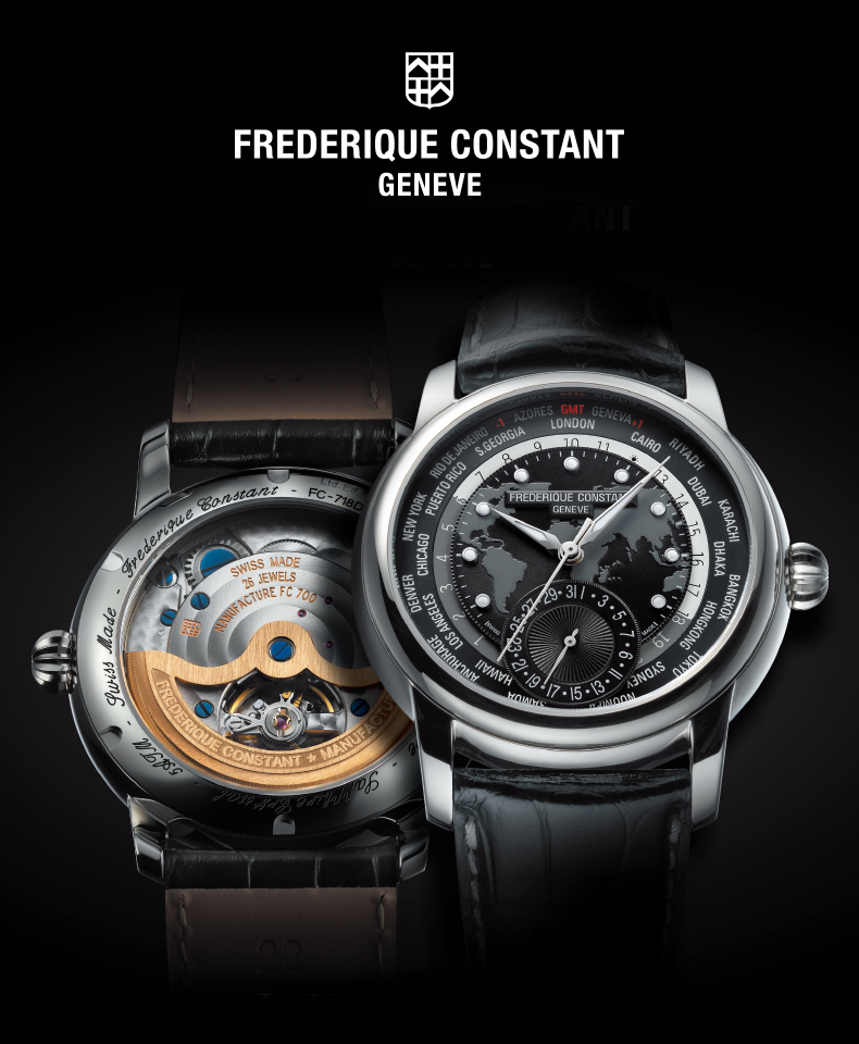 Frederique Constant/康斯登自家机芯系列世界时间背透自动机械男表FC-718DGWM4H4