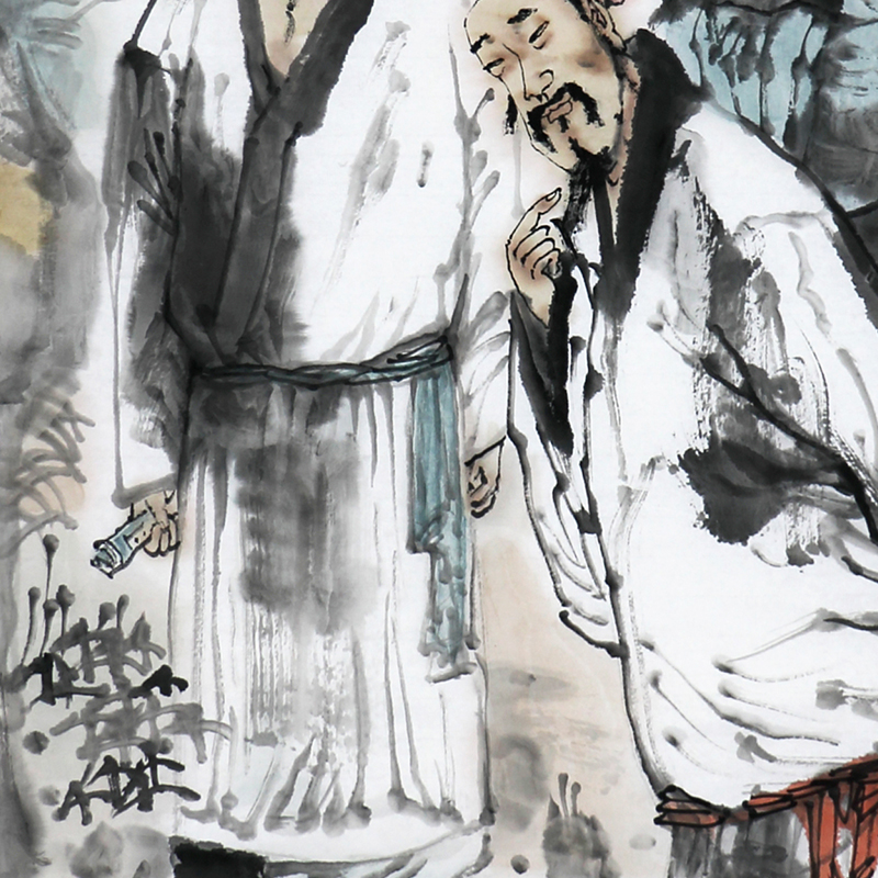 特价/国画创作高研班导师/中美协会员吴树强国画《三人行必有我师》68