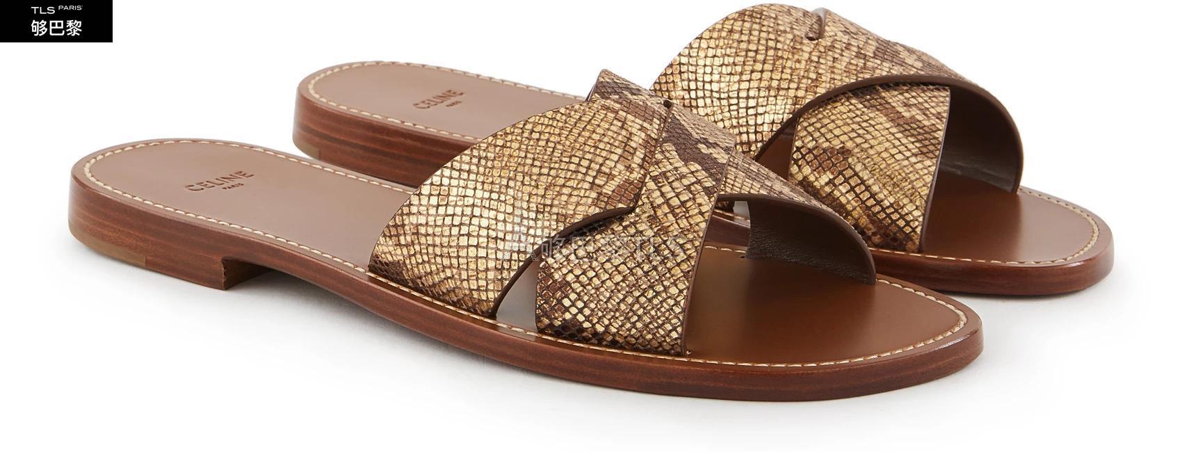 【包邮包税】 celine赛琳思琳 21年春夏 女士 拖鞋 lerins 金属光泽