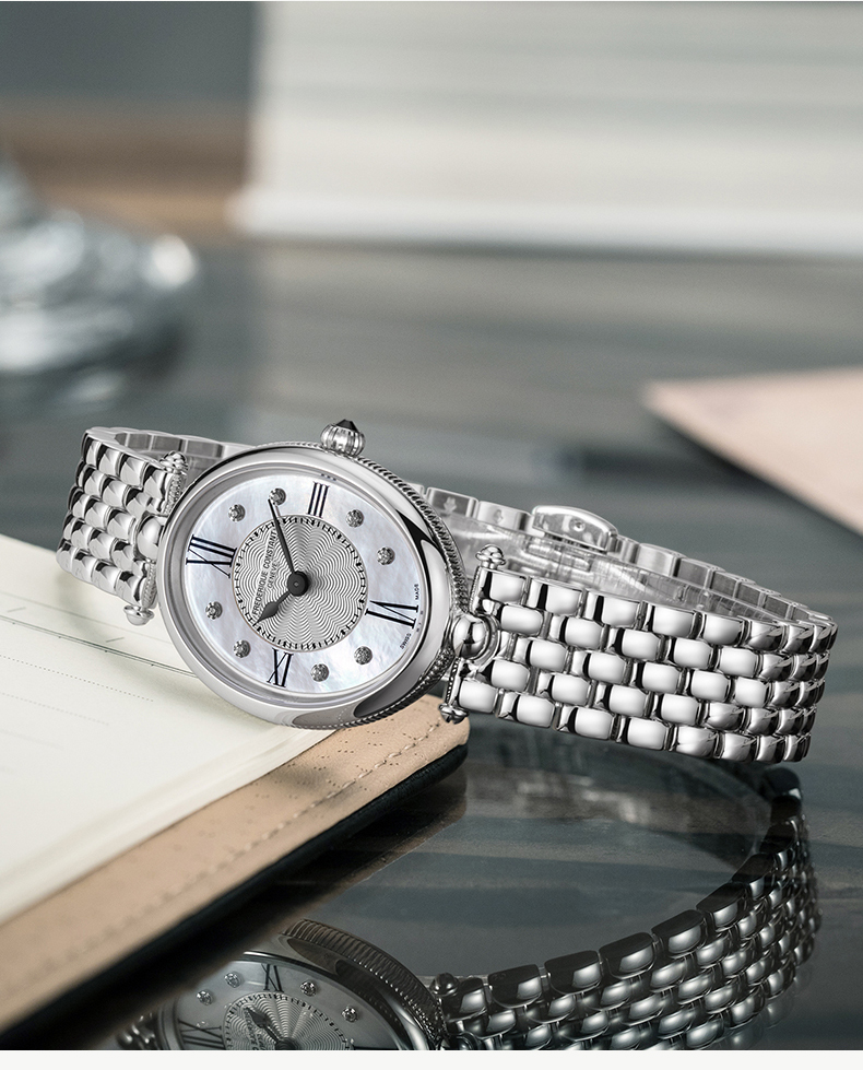 Frederique Constant/康斯登瑞士原装进口钢带时尚简约休闲钻石石英女表FC-200RMPW2V6B