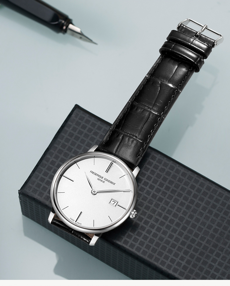 Frederique Constant/康斯登瑞士原装进口超薄系列石英日历皮带男表FC-220S5S6