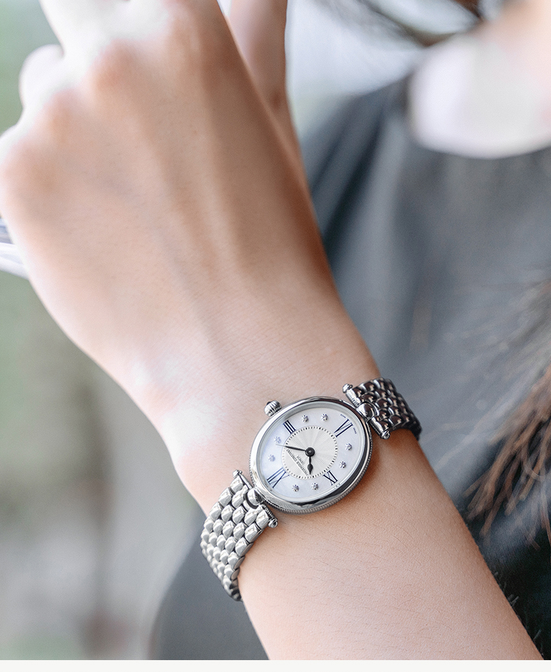 Frederique Constant/康斯登瑞士原装进口钢带时尚简约休闲钻石石英女表FC-200RMPW2V6B