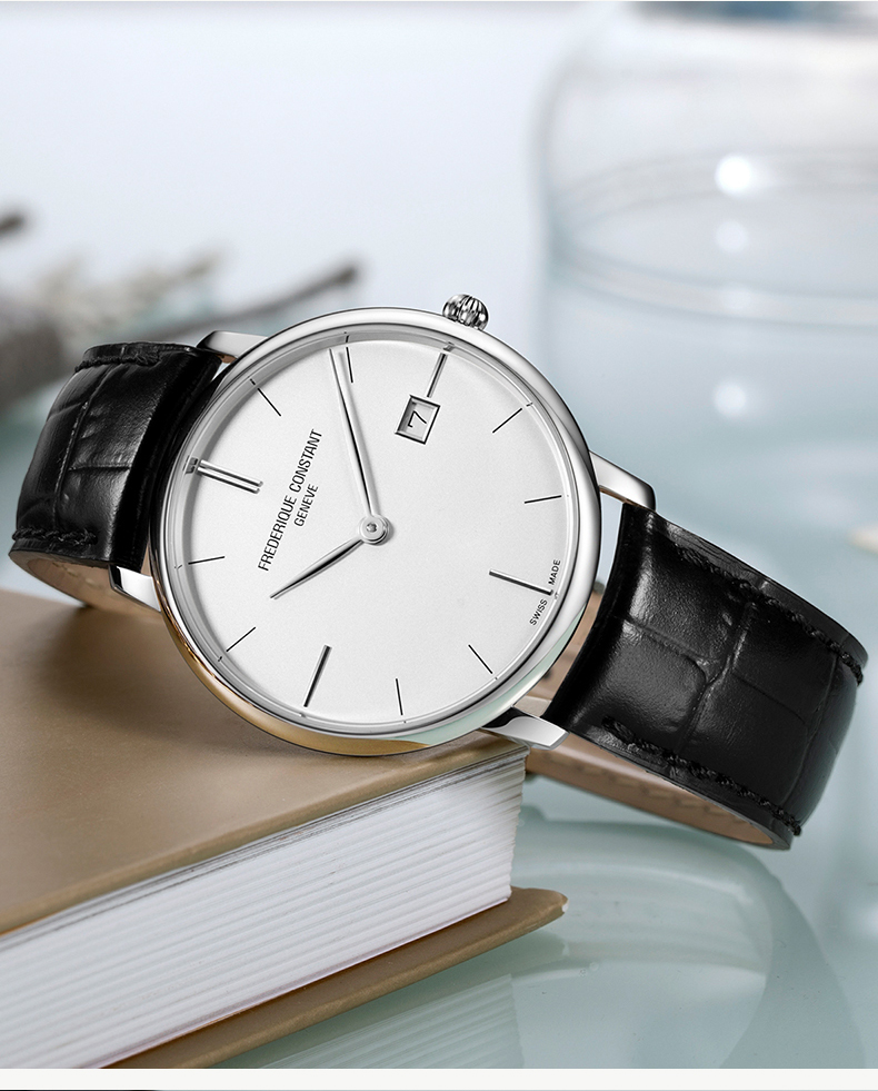 Frederique Constant/康斯登瑞士原装进口超薄系列石英日历皮带男表FC-220S5S6