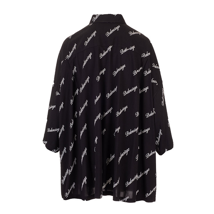 balenciaga/巴黎世家 女装 时尚百搭 品牌字母logo 女士黑色短袖衬衫