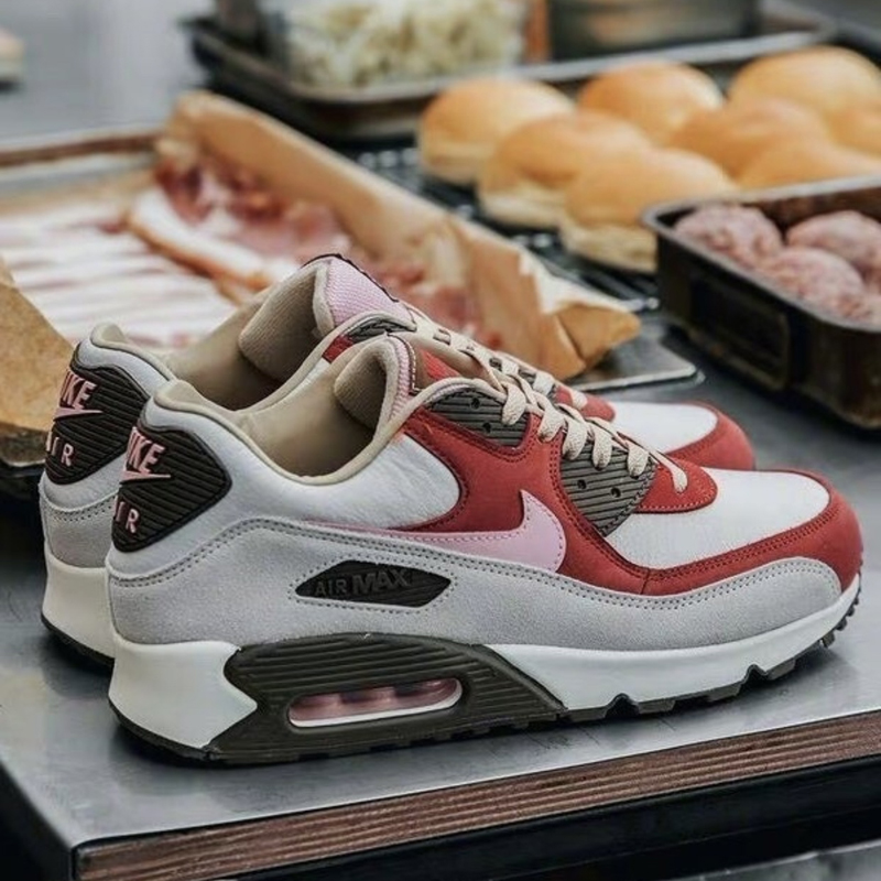 nike/耐克 air max 90 nrg bacon max90 白红粉 培根 复古运动跑步鞋