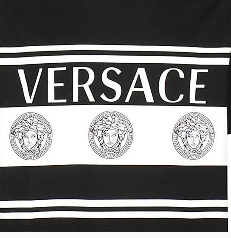 versace/範思哲 男士 服裝 黑色圓領字母logo九頭蛇圓形圖案棉質印花