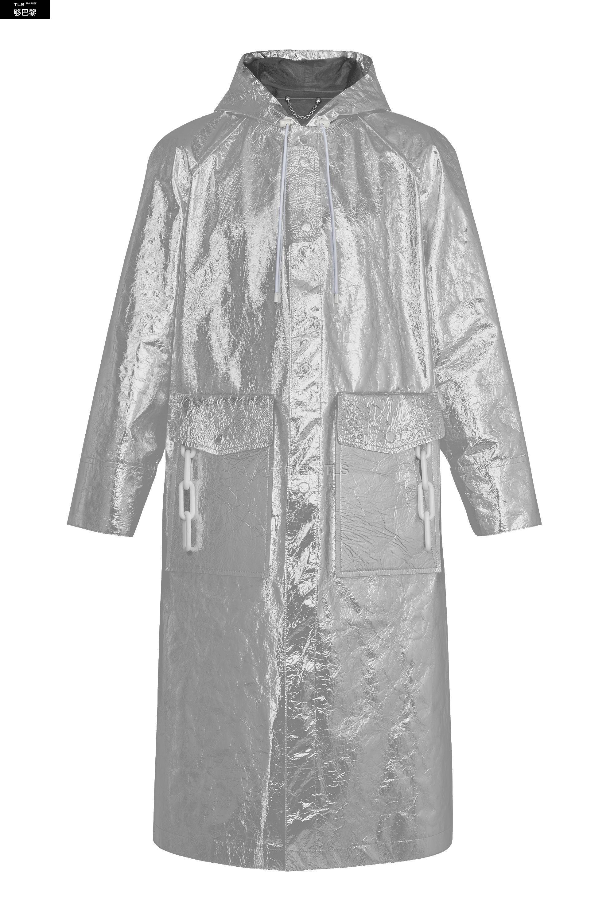 【包邮包税】 lv路易威登 21年春夏 男士 大衣 parka en cuir métal