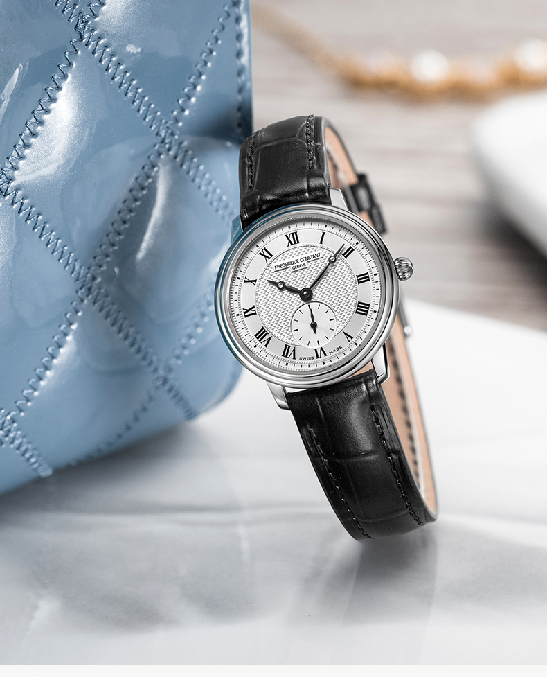 Frederique Constant/康斯登瑞士原装进口超薄系列皮带小秒针石英女表FC-235M1S6