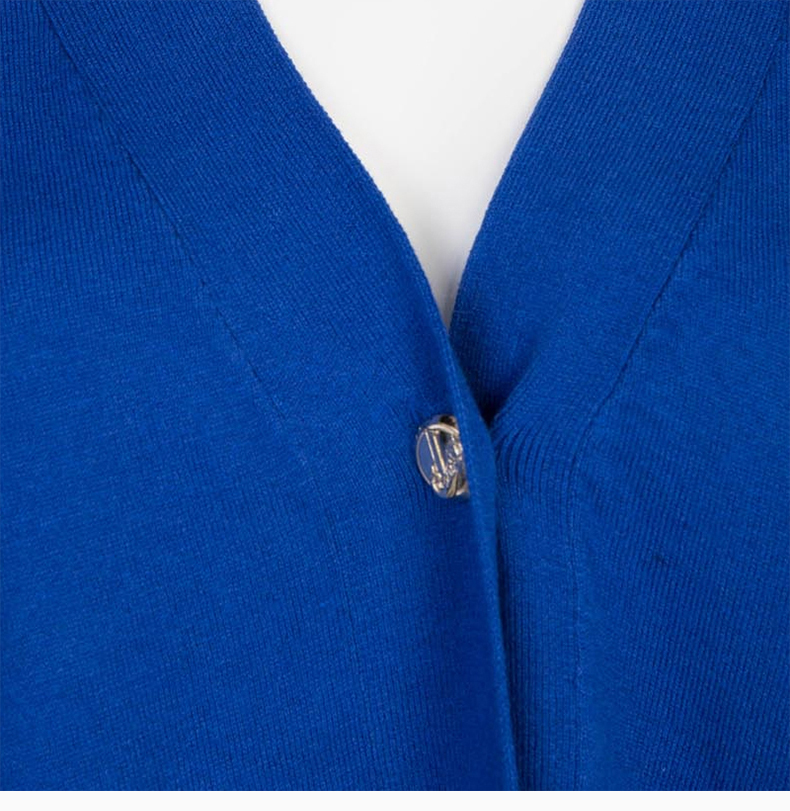 【国内现货】VERSACE/范思哲 女装 服饰 蓝色羊毛衫开襟衫 女士针织衫/毛衣