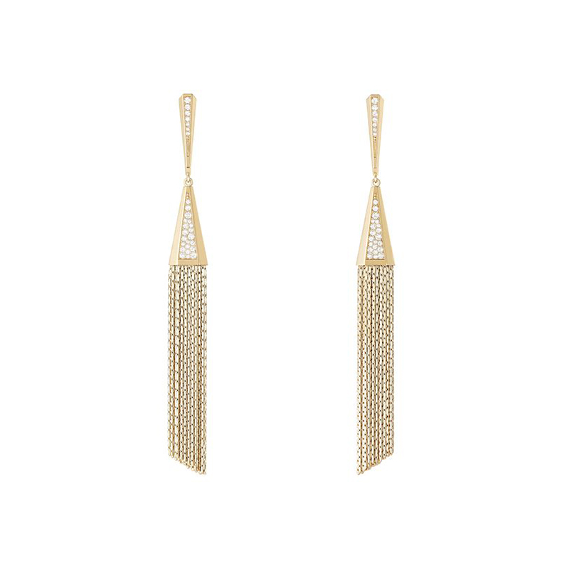 boucheron/宝诗龙 delilah系列 18k金黄金56颗圆形钻石耳坠jco01419