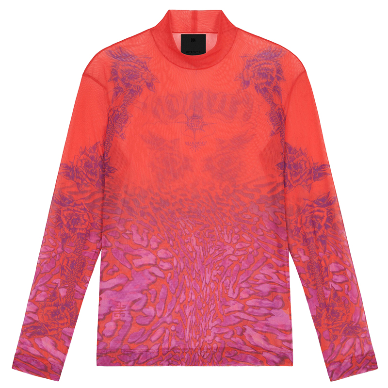 【包税】givenchy/纪梵希 2021年新款男士红色棉纶网眼印花t恤bm71393