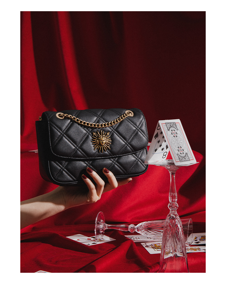 vh包包女vanessa hogan/vanessa hogan 材质牛皮新款潮太阳神链条包菱