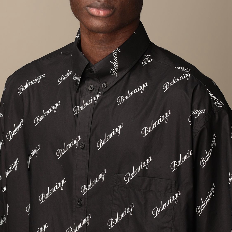 国内现货】balenciaga/巴黎世家 21新款 男士 落肩款 满logo 休闲衬衫