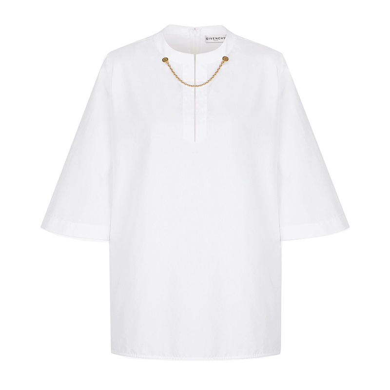 【包税】Givenchy/纪梵希 2021年新款 女士白色棉质短袖衬衫 BW60QB130A-100