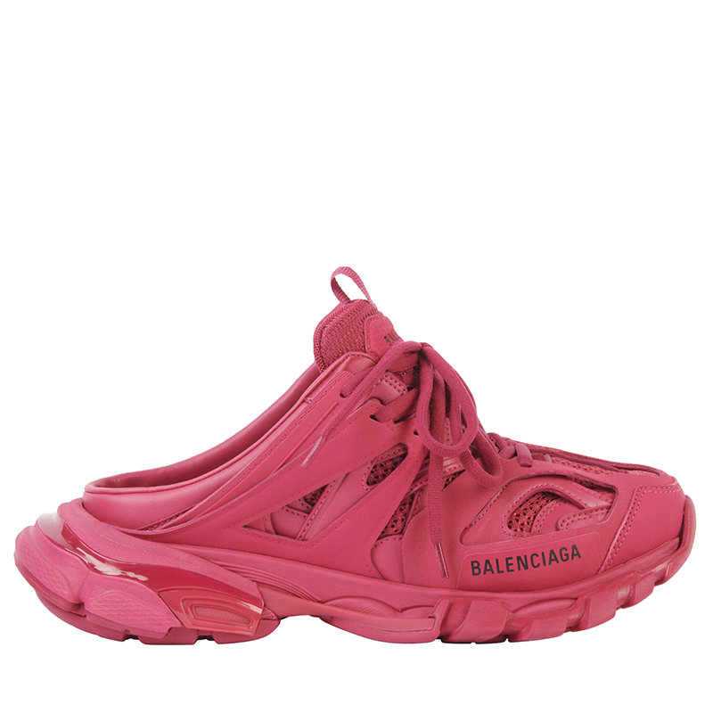 巴黎世家 2021年新款 女士粉色网眼和尼龙track运动拖鞋653813w3cp35