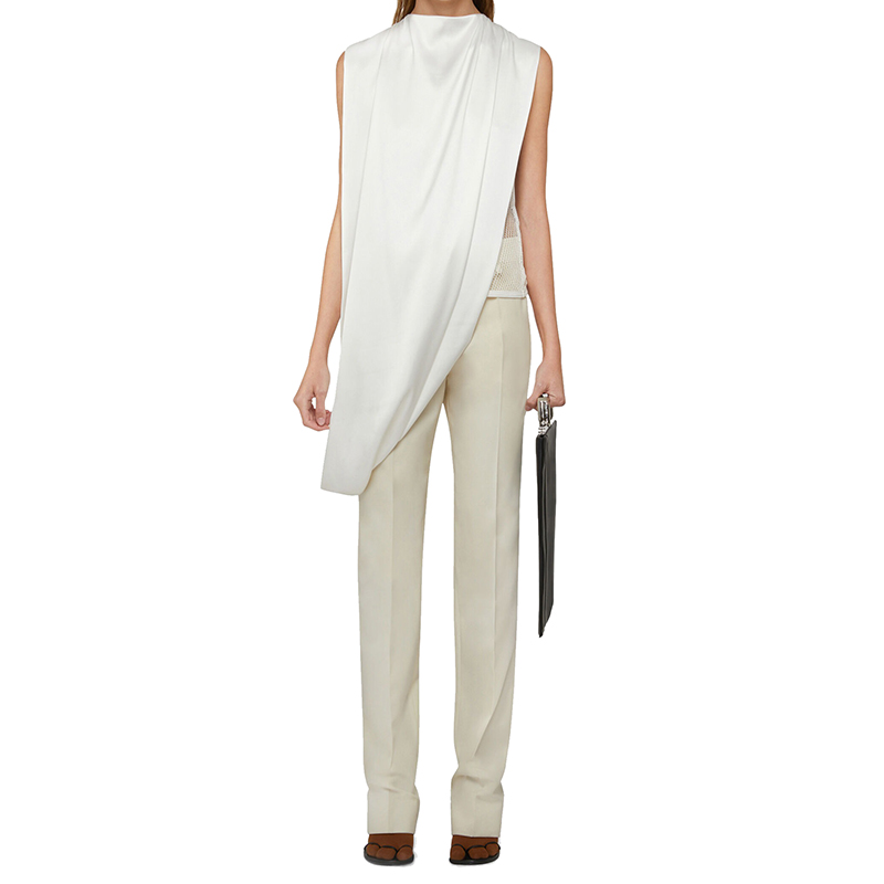 【包税】Givenchy/纪梵希 2021年新款 女士米白色粘胶纤维无袖上衣BW60T213N6-130