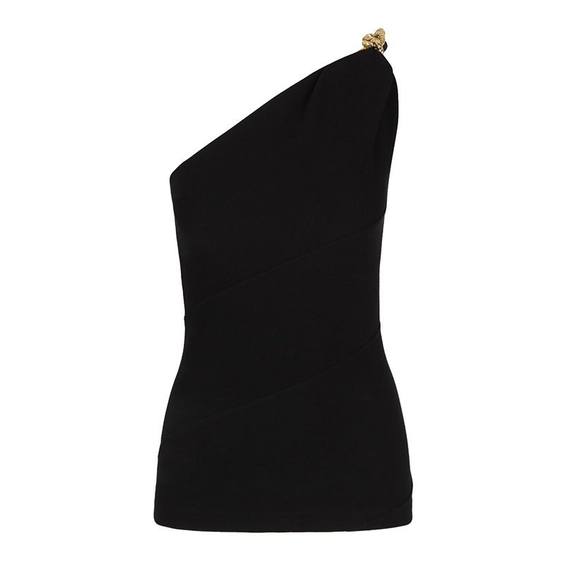 【包税】Givenchy/纪梵希 2021年新款 女士黑色粘胶纤维无袖不对称上衣BW60SJ30J6-001