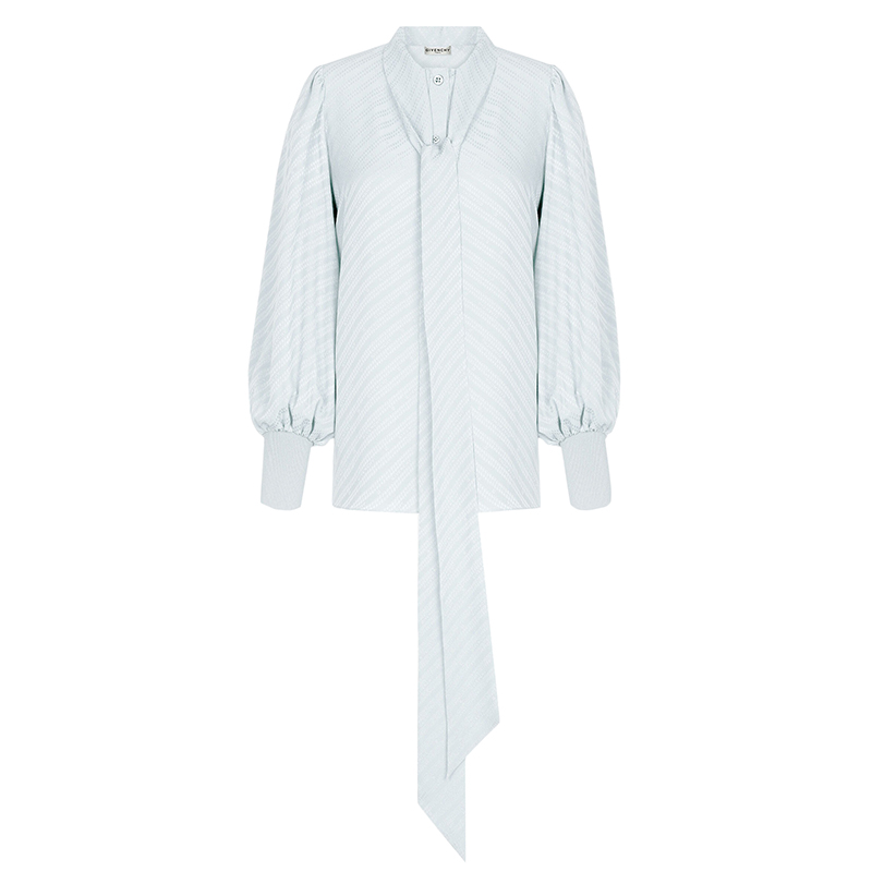 【包税】Givenchy/纪梵希 2021年新款 女士冰蓝色桑蚕丝提花衬衫 BW60GR12JB-496