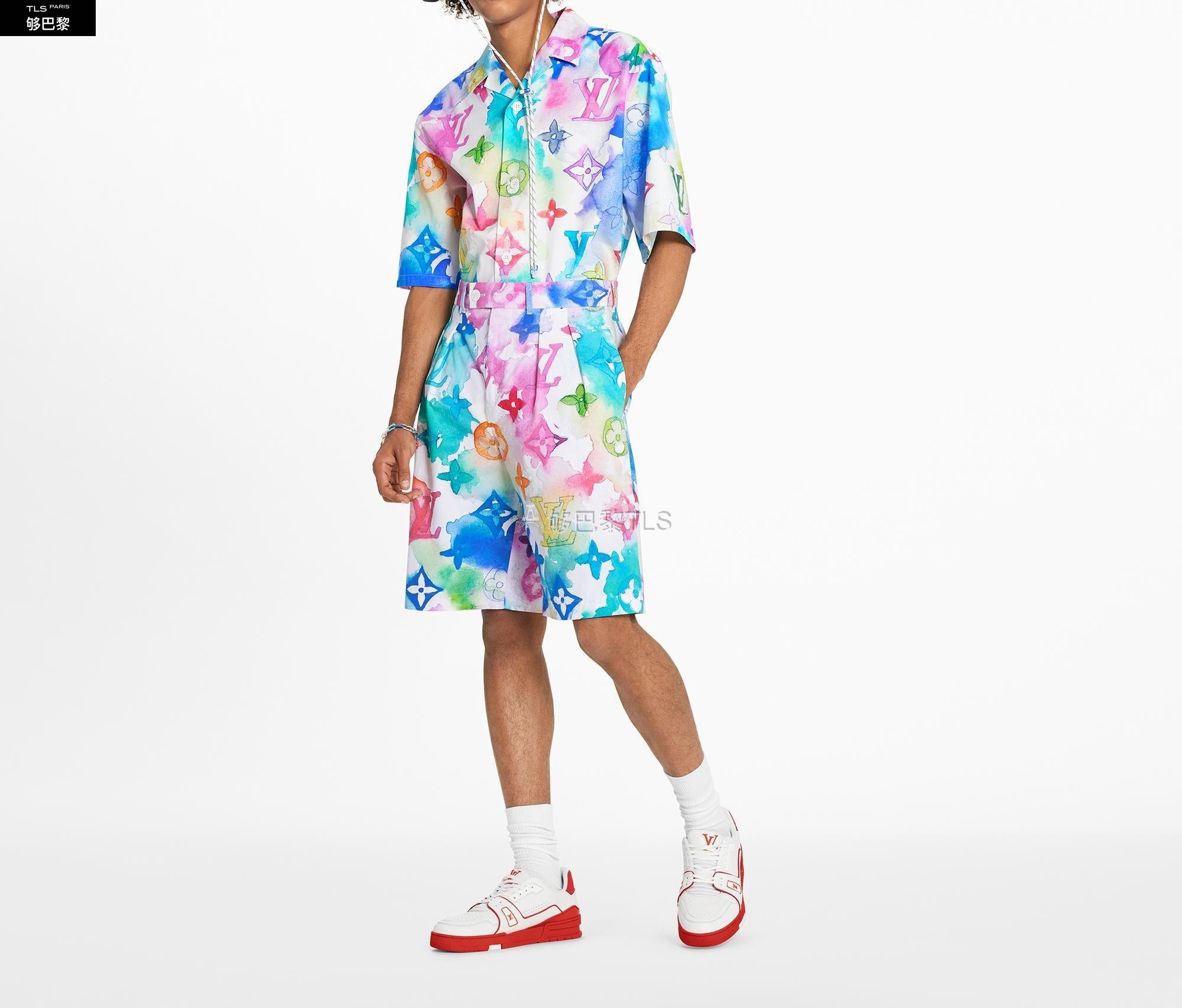 【包邮包税】 lv路易威登 21年春夏 男士 短裤 multicolor watercolor