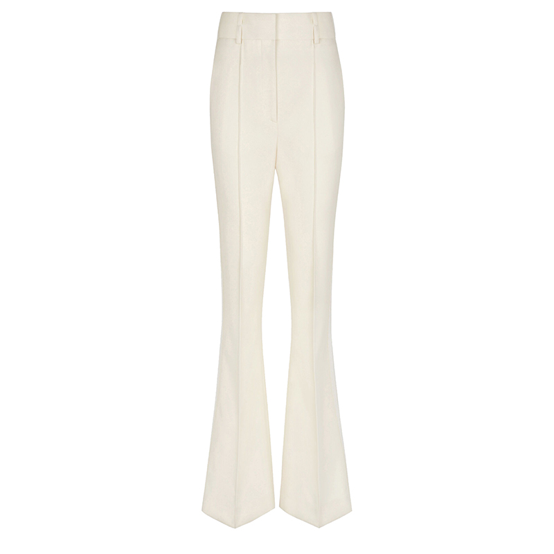 【包税】Givenchy/纪梵希 2021年新款女士白色羊毛混纺高腰喇叭裤 BW50N413DU-100