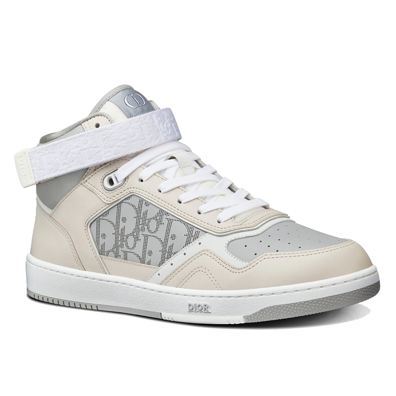 【包税】dior/迪奥 2021年新款 男士灰色和米色光滑小牛皮b27高帮运动