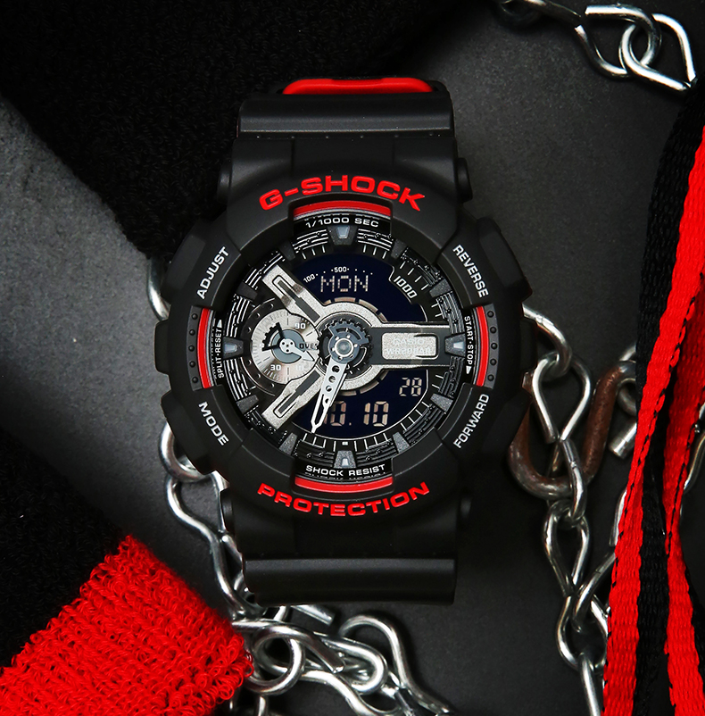 CASIO/卡西欧手表 G-SHOCK YOUTH系列 男士防震防磁运动手表 双色表带石英表 GA-110HR-1A