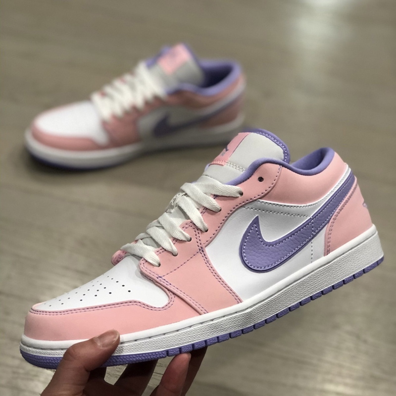 air jordan 1 low 男女同款 aj1 粉白紫 紫罗兰 情侣低帮 篮球鞋 板鞋