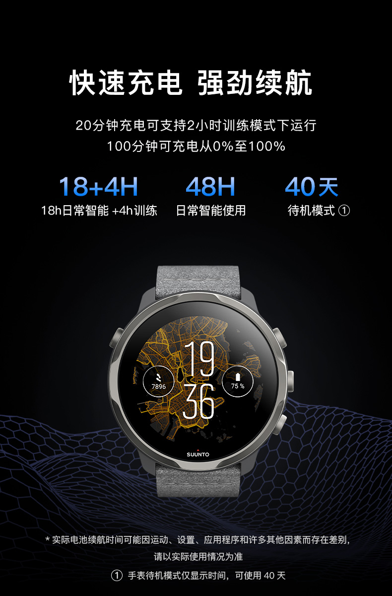 【2021新品双表带礼盒装】SUUNTO/颂拓7智能运动手表导航户外马拉松音乐 心率潮流送礼礼物