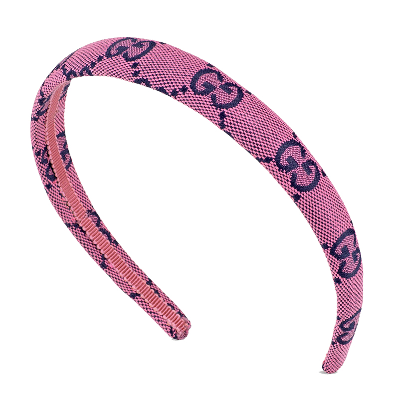 【包税】gucci/古驰 2021年新款女士粉色帆布棉发带 6565074hg615200