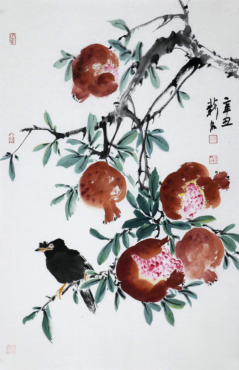 作品】秒杀 /中国美术家协会会员陈薪名 国画花鸟《笑口常开》/45x68
