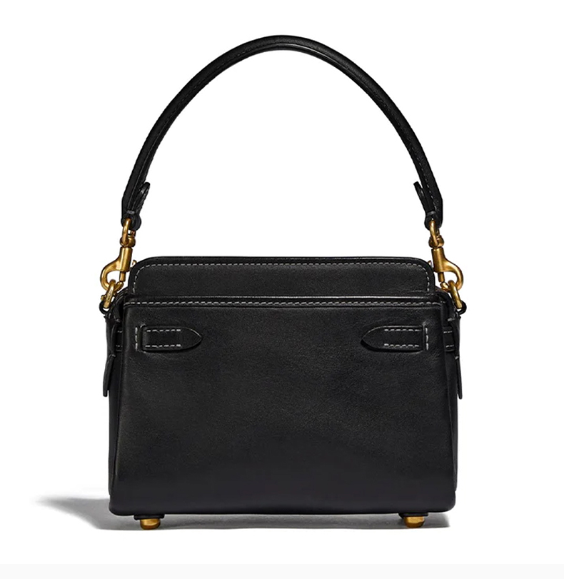 【包税 现货】coach/蔻驰【专柜款】tate系列18女士黑色皮革经典马车