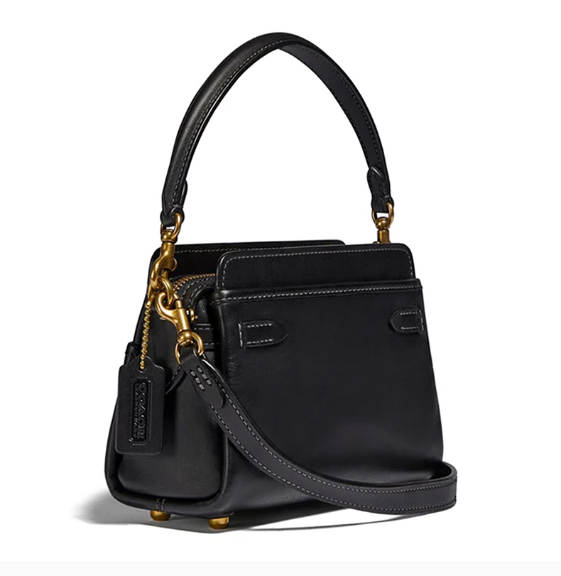 【包税 现货】coach/蔻驰【专柜款】tate系列18女士黑色皮革经典马车