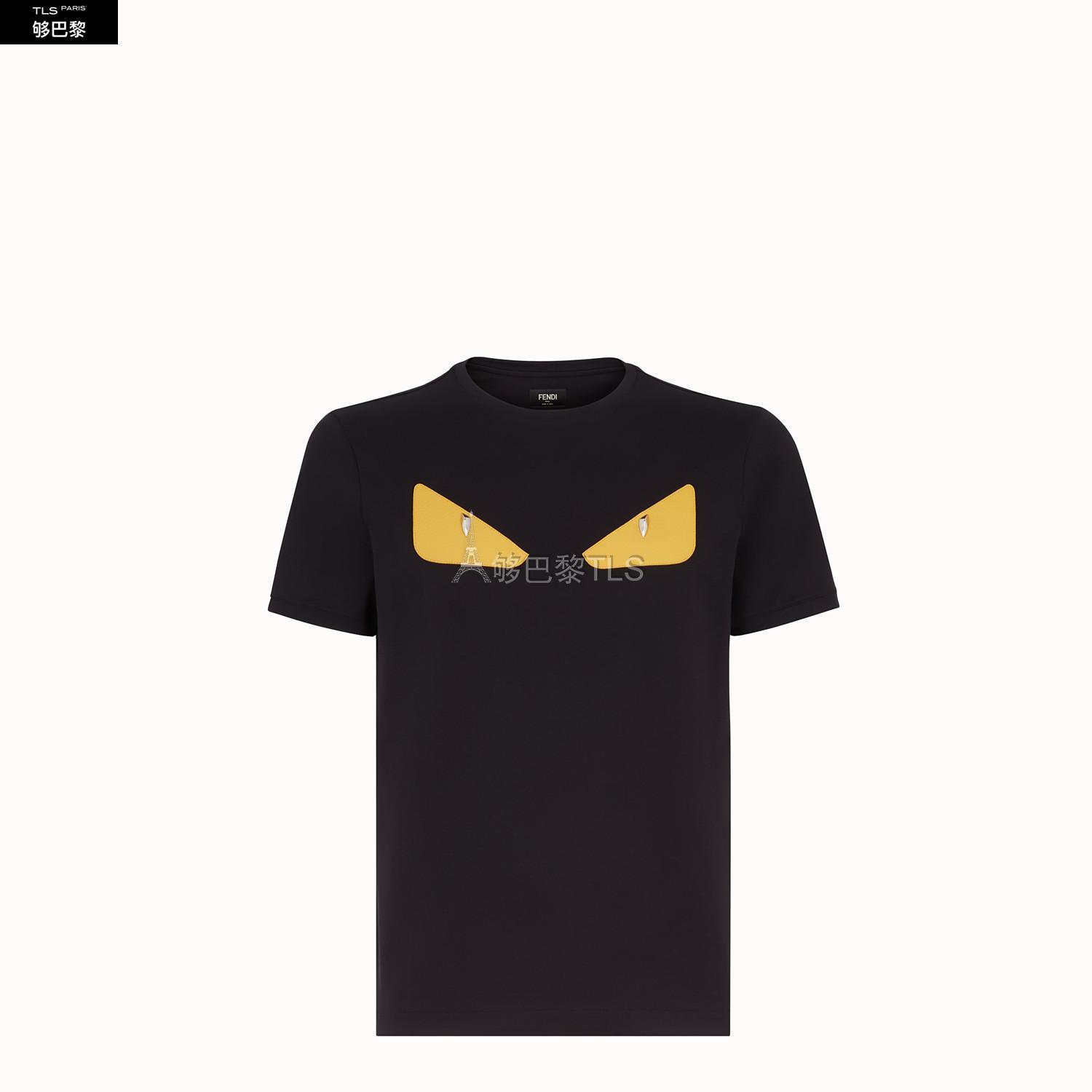 【包邮包税】 fendi芬迪 21年春夏 男士 短袖t恤 bag bugs黑色棉质t恤