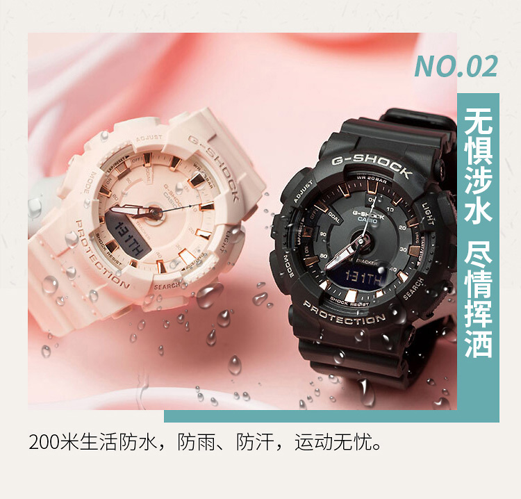 CASIO/卡西欧 G-SHOCK系列双显防水女表GMA-S130PA-4APR