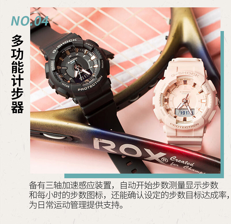 CASIO/卡西欧 G-SHOCK系列双显防水女表GMA-S130PA-4APR